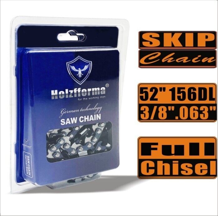 Holzfforma® Skip Chain Full Chisel .3/8'' .063'' 52inch 156DL Chainsaw Wagners
