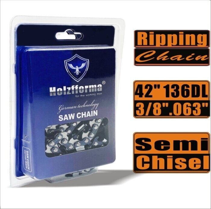 Holzfforma® Ripping Chain Semi Chisel 3/8'' .063'' 42inch 136DL Chainsaw Chain