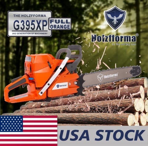93.6cc Holzfforma® G395XP Gasoline Chain Saw Power Head Full Orange 56mm Bore With 28 Inch Guide Bar and Chain Top Quality By Farmertec All parts are For Husqvarna 394 395 394XP 395XP Chainsaw