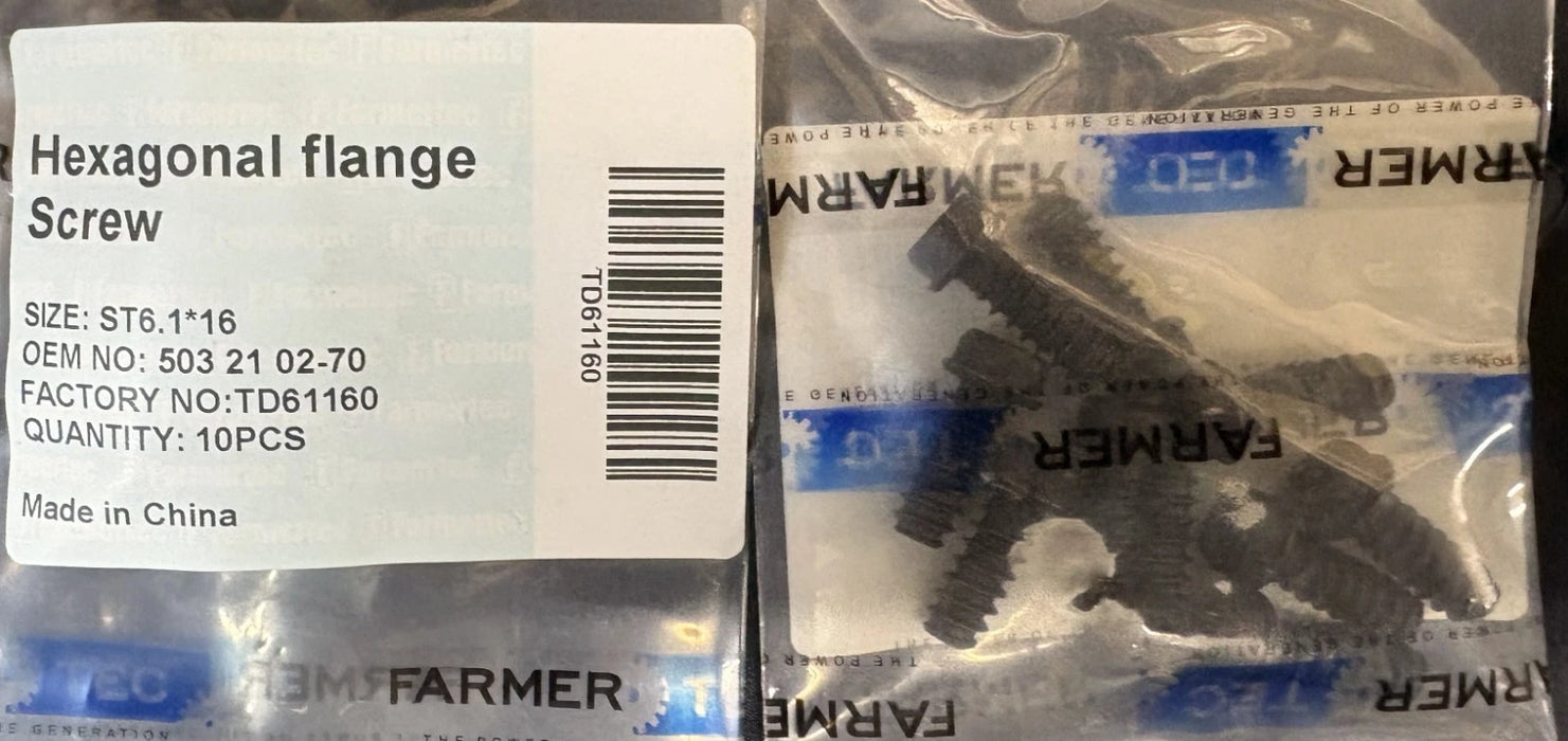 10 Pack Hexagonal Flange Srew ST6.1x16 For Husqvarna 503 21 02-70