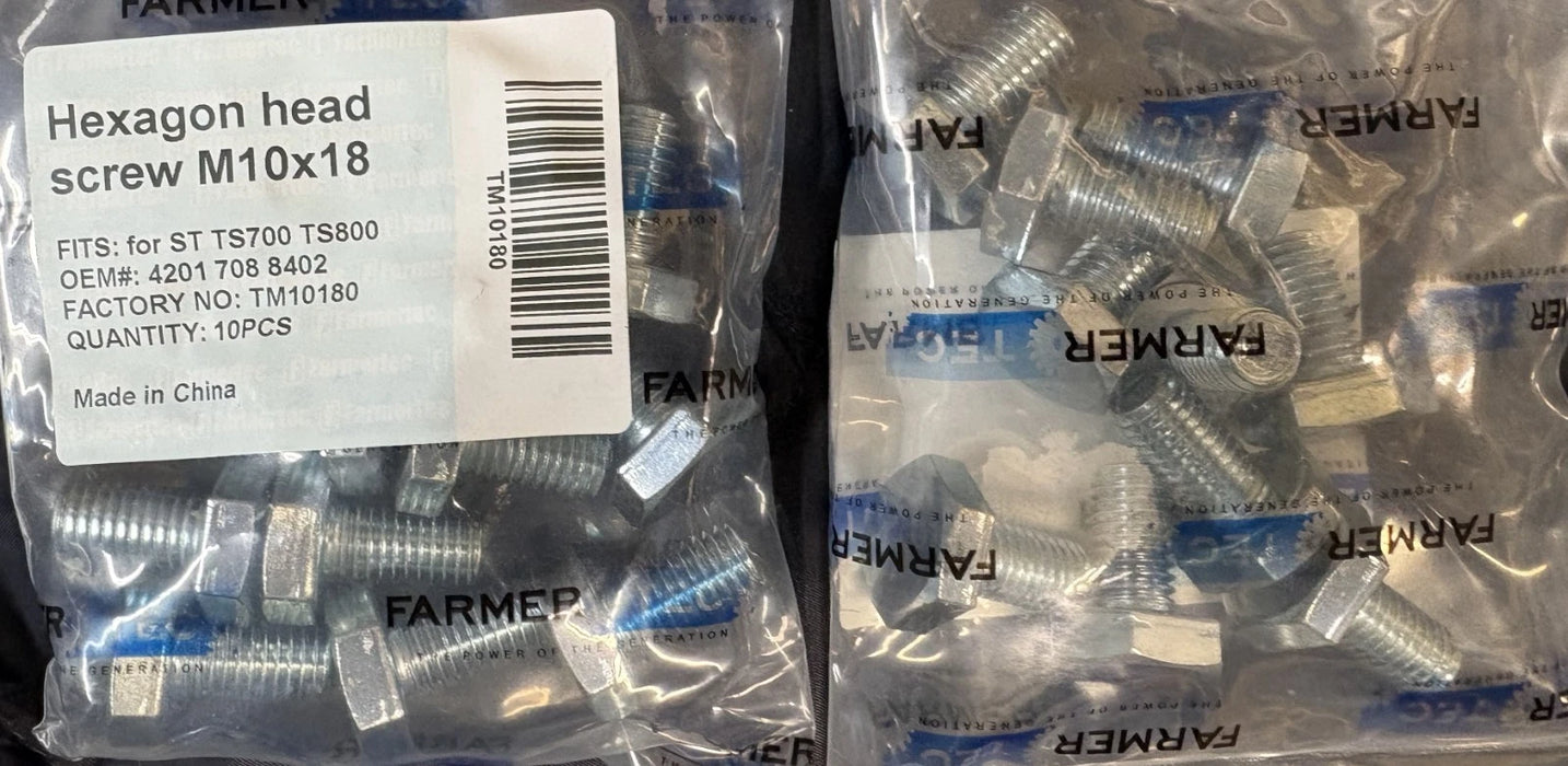 10 Pack Hexagon Head screw M10x18 For Stihl Chainsaws 4201 708 8402