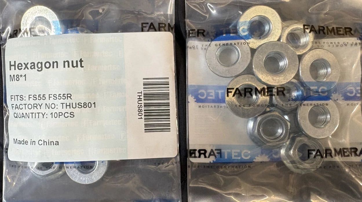 10 Pack Hexagon Nut M8x1 For Stihl Fits FS55 FS55R
