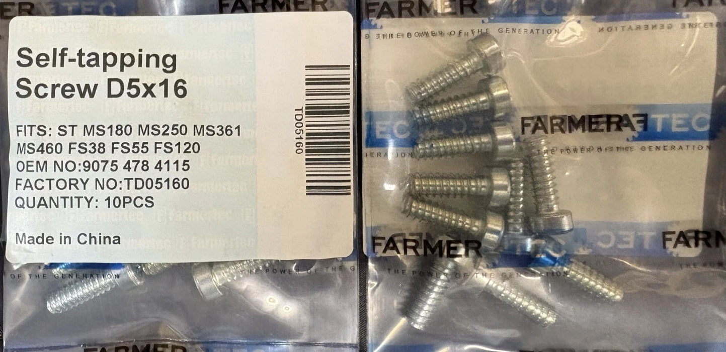 10 Pack Self tapping Screw D5x16 For Stihl Chainsaws 9075 478 4115 for Stihl