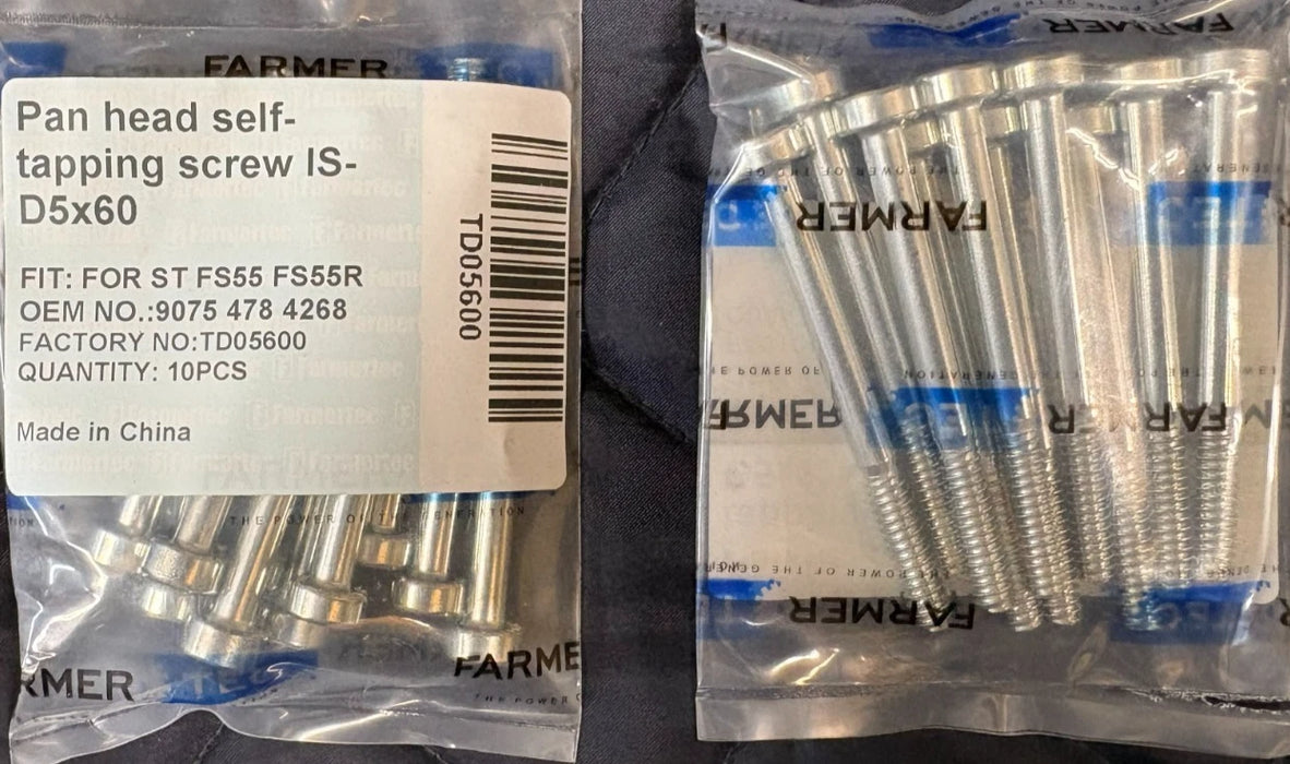 10 Pack Pan Head Self Tapping Screw D5x60MM For Stihl Chainsaws