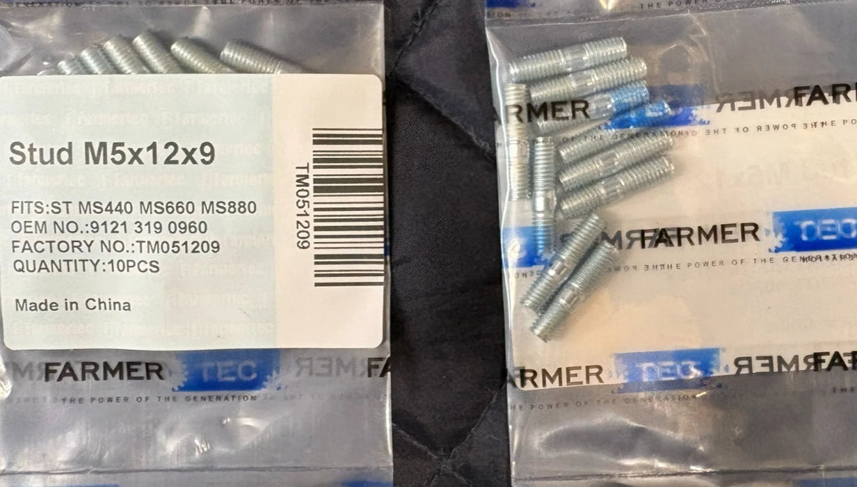 10 Pack Screw Stud M5x12x9 For Stihl 9121 319 0960 MS440 066 MS660