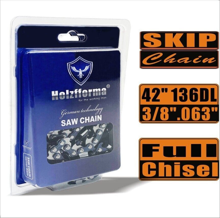 Holzfforma® Skip Chain Full Chisel .3/8'' .063'' 42inch 136DL Chainsaw Chain