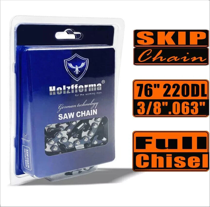 Holzfforma® 76 Inch 3/8” .063“ 220DL Full Chisel Skip Saw Chain