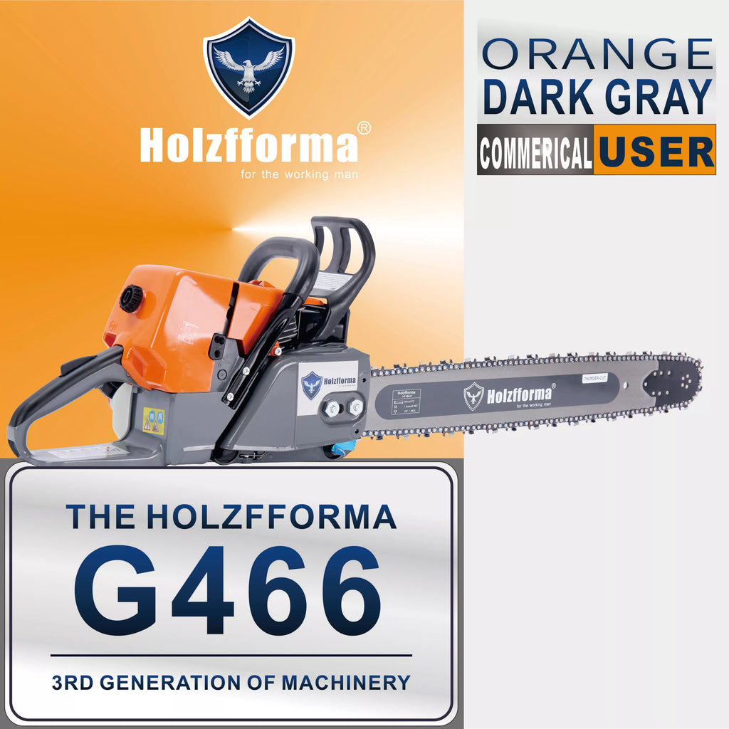76.5cc Holzfforma® Orange Dark Gray G466 Gasoline Chain Saw Power