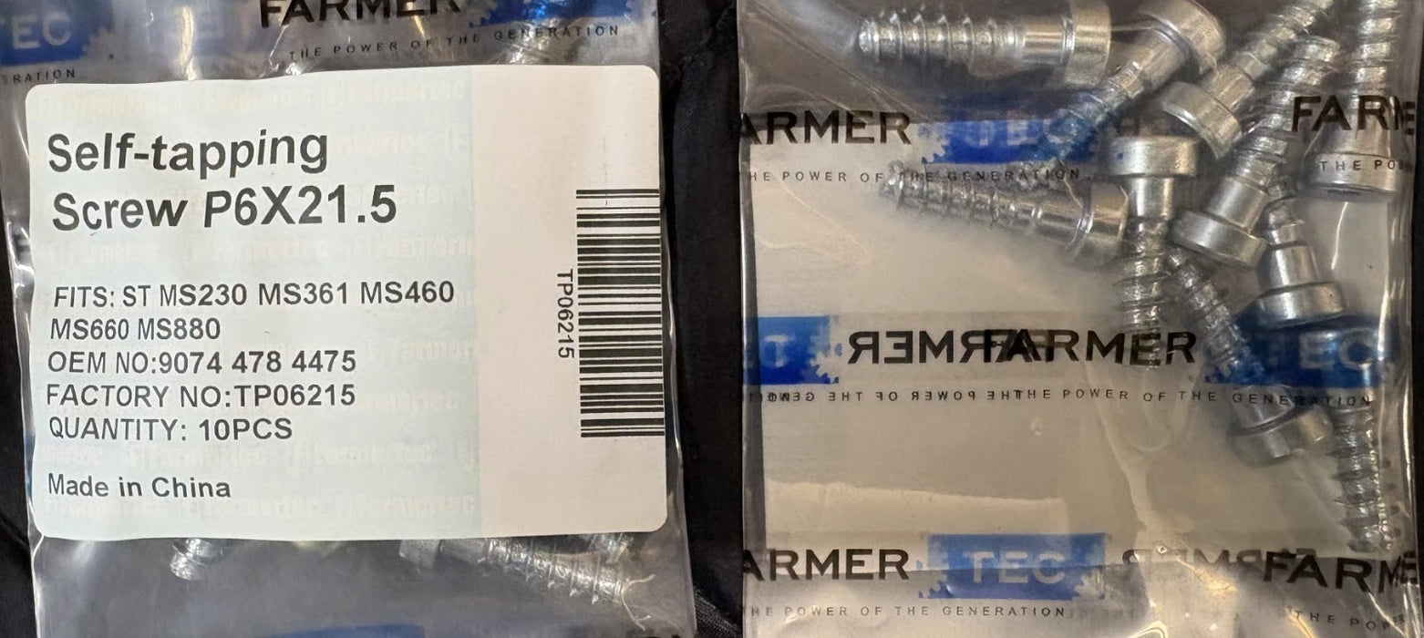 10 Pack Self Tapping Screw P6x21.5 For Stihl Chainsaws 9074 478 4475