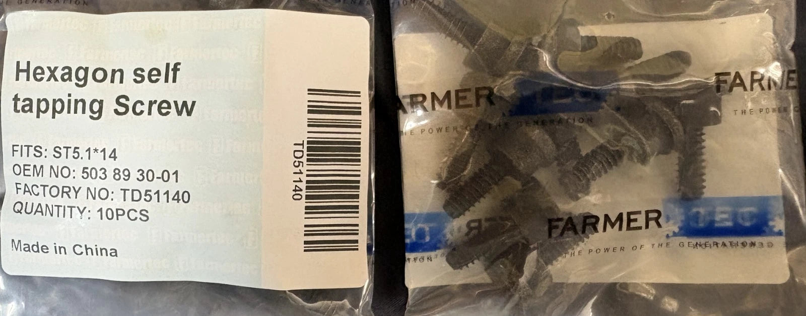 10 Pack Hexagonal Self Tapping Screw ST5.1x14 For Husqvarna 503 21 51-03