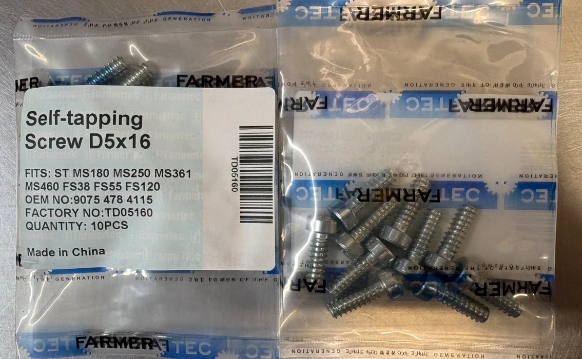 10 Pack Metric Self-Tapping Torx Head Screw for Stihl D5x16mm 9075-478-4115