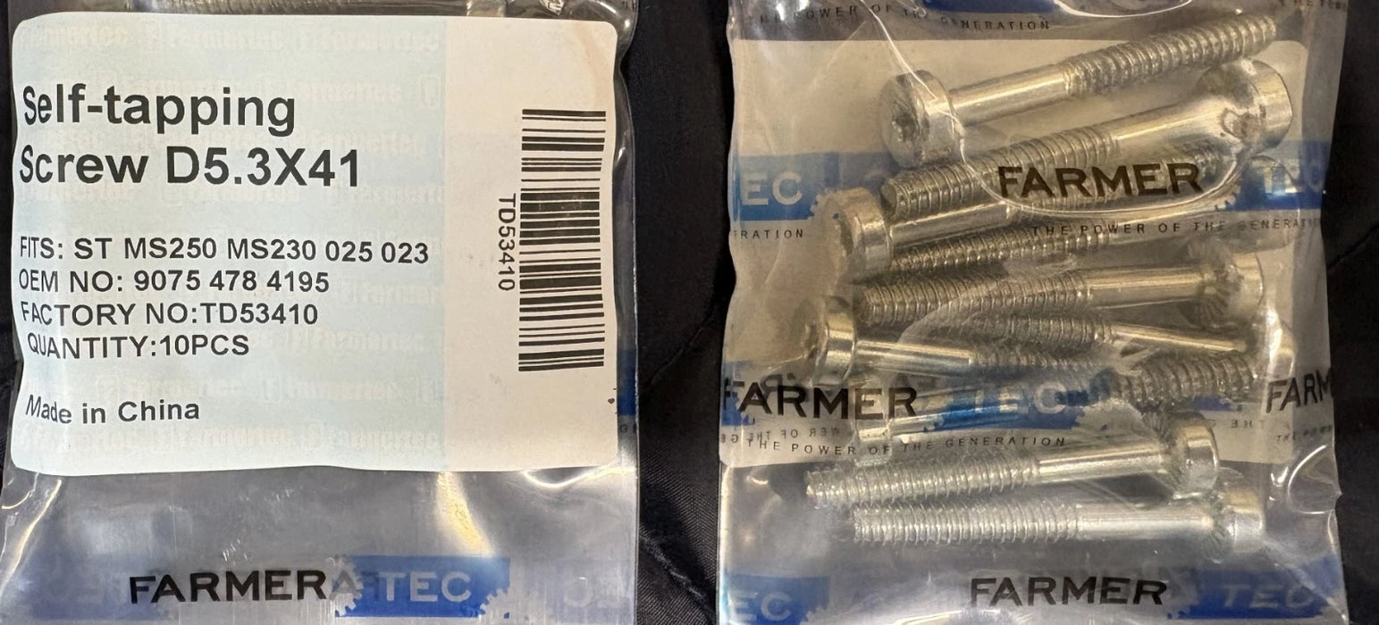 10 Pack Self tapping Screw D5.3x41 For Stihl Chainsaws 9075 478 4155 for Stihl