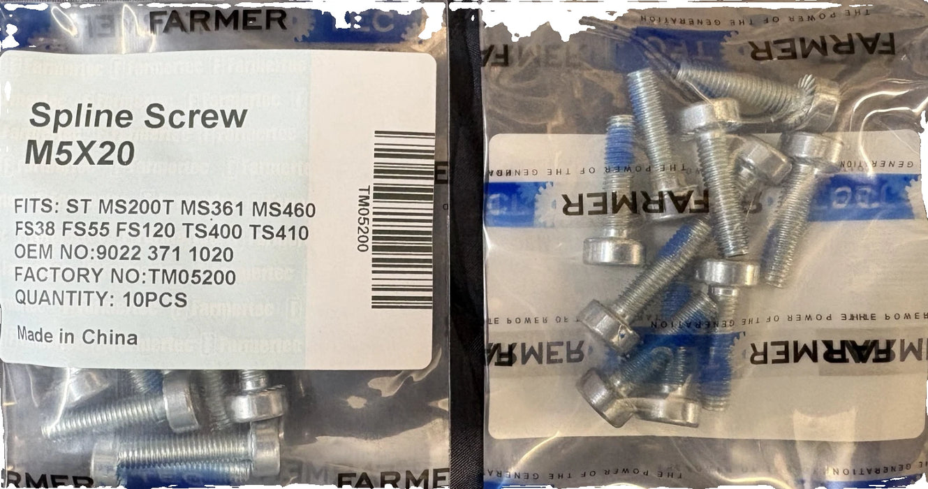 10 Pack Spline Screw M5x20 For Stihl Chainsaws 9022 371 1020 for Stihl