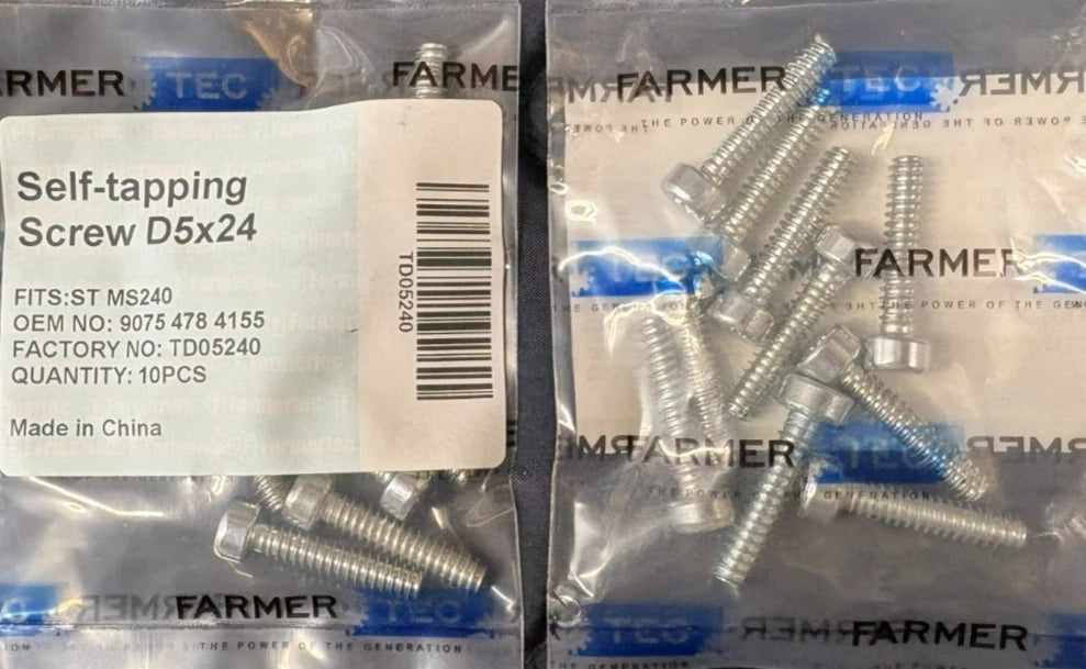 10 Pack Self Tapping Screw D5x24 MM For Stihl Chainsaws 9075 478 4155