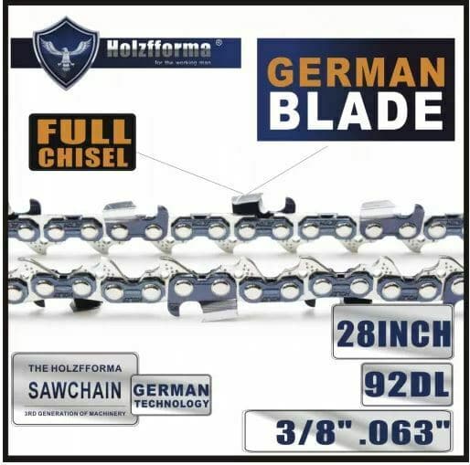 5 Pack Holzfforma 3/8 .063 28inch 92 Drive Links Full Chisel Saw Chain