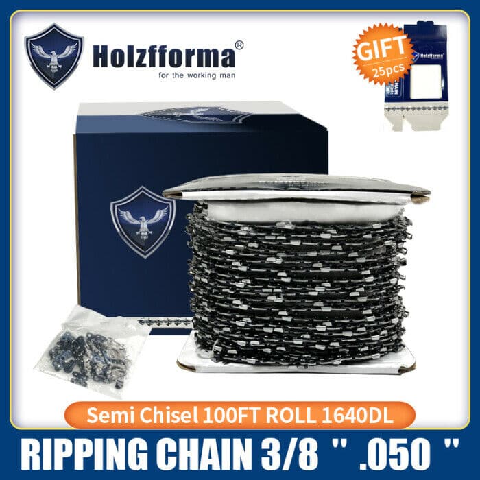 Holzfforma® 100FT Roll 3/8” .050'' Semi Chisel Ripping Saw Chain With 40 Sets Ma