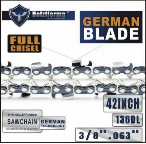 5 Pack of Holzfforma® 42inch 3/8 .063 136DL Full Chisel Chain Wagner