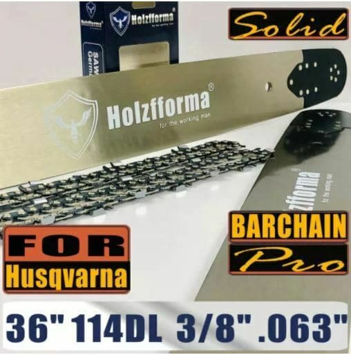 Holzfforma® Pro 36 Inch 3/8 .063 114DL Solid Bar & Full Chisel Chain Combo For H