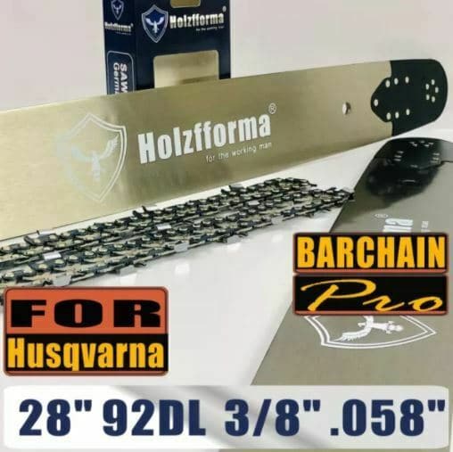 Holzfforma® Pro 28 Inch 3/8 .058 92DL Bar & Full Chisel Chain Combo For Husqvarn
