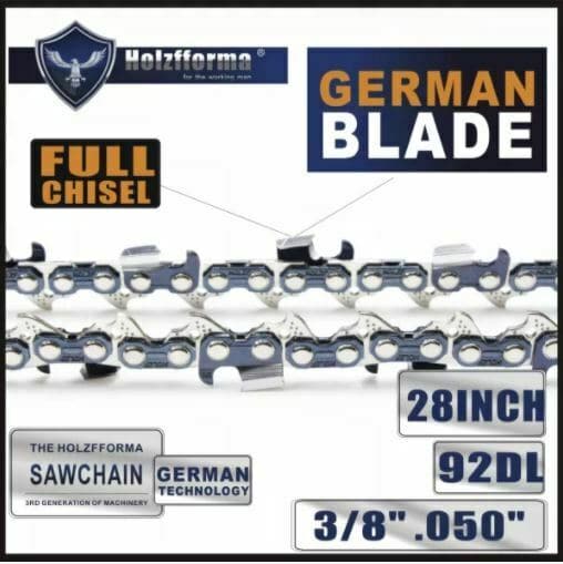 5 Pack Holzfforma® 28 inch 3/8 .050 92DL Full Chisel Chain German Blade Wagners