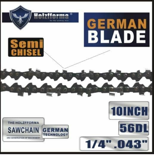 Holzfforma® 1/4'' .043'' 10inch 56DL Semi Chisel Chainsaw Saw Chain Wagners