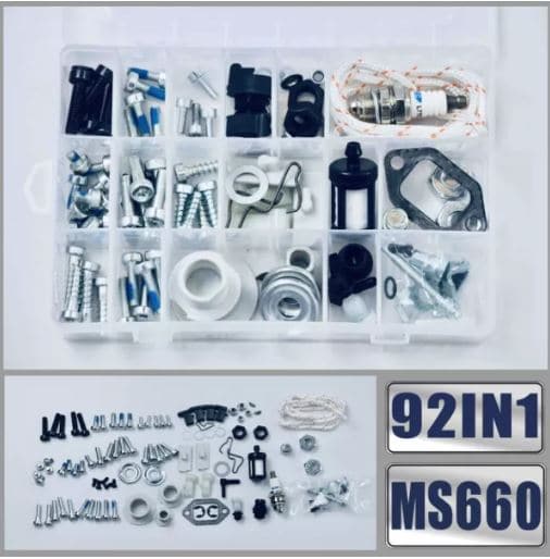92IN1 Screws Bolts Nuts Clips Chain Tensioner Tank Vent Starter Kit Stihl