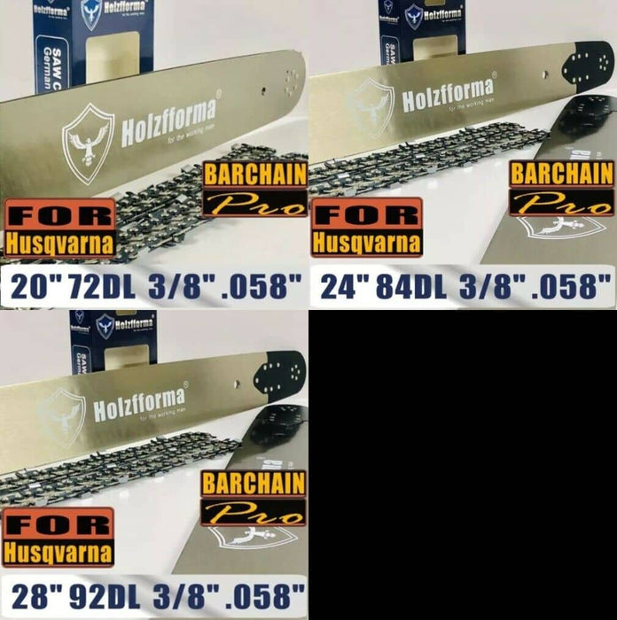 3 Holzfforma Guide Bar/Chain Combo 20 25 28 inch 3/8 x .058 Husqvarna 372 395