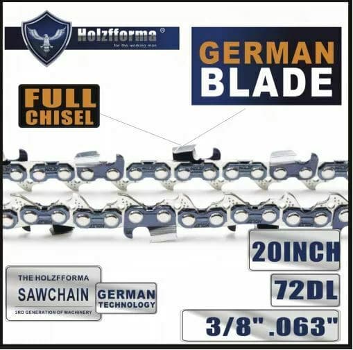 Holzfforma 3/8 .063 20inch 72 Drive Links Full Chisel Saw Chain Free Shipping