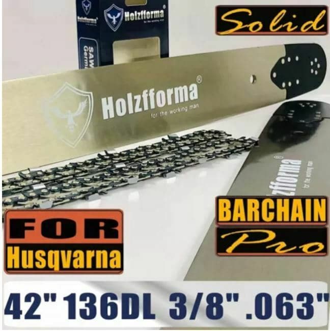 Holzfforma® 42 Inch 3/8 .063 136DL Guide Bar Saw Chain Combo Husqvarna Wagers